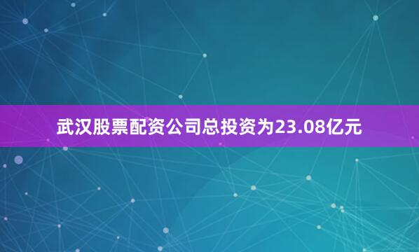 武汉股票配资公司总投资为23.08亿元
